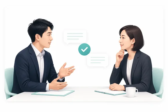 担当者とお客様がヒアリングするイラスト